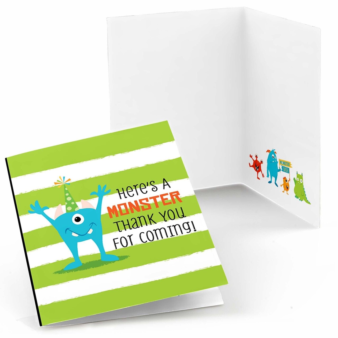 Big Dot of Happiness Monster Bash - Little Monster Birthday Party or Baby Shower Thank You Cards (8 count)